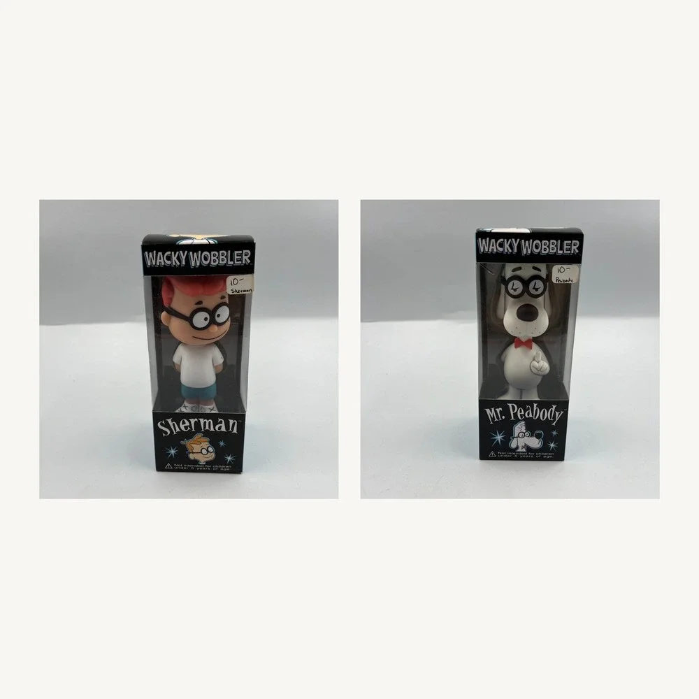 Funko Wacky Wobbler Mr Peabody & Sherman Bobblehead Lot Vintage Rocky Bullwinkle